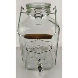 Better Homes & Gardens 2 Gallon Glass Beverage Dispenser Glass Clamp Lid Spout